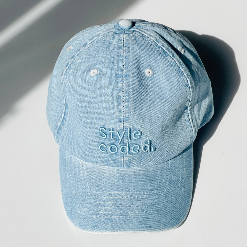 denim cap fabric detail fini the label light blue unisex