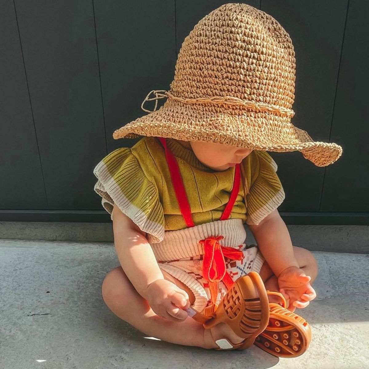 fini. straw hat natural for children aged 1–4 years