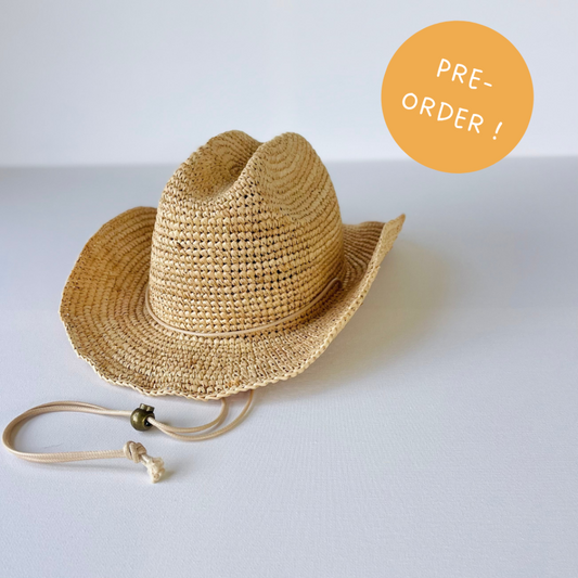 kids cowboy straw hat fini. the label lightweight wire brim