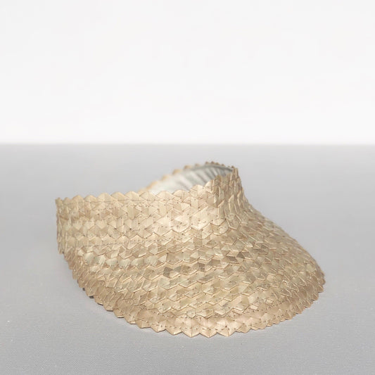 light straw visor palm leaf material close up fini australia